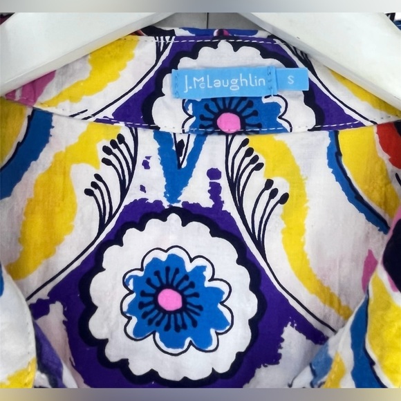 J. McLaughlin Lois Multicolor Paisley Floral Bird Print Women COTTON Shirt   S - Picture 2 of 10